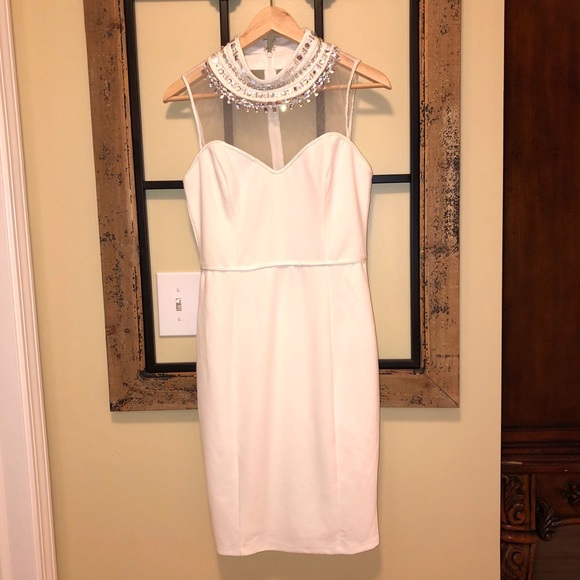 Dresses & Skirts - White Dress with Crystal Collar.